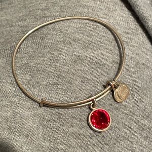 Silver Alex and Ani ruby July birthstone bracelet